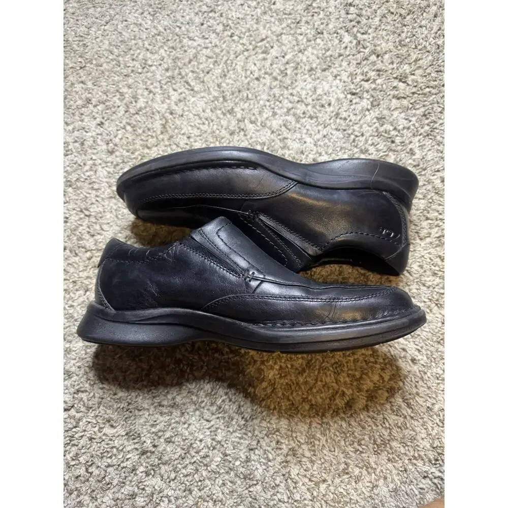 Clarks Collection Men’s Black Leather Slip On Loafers Comfort Shoes US 9 Wide